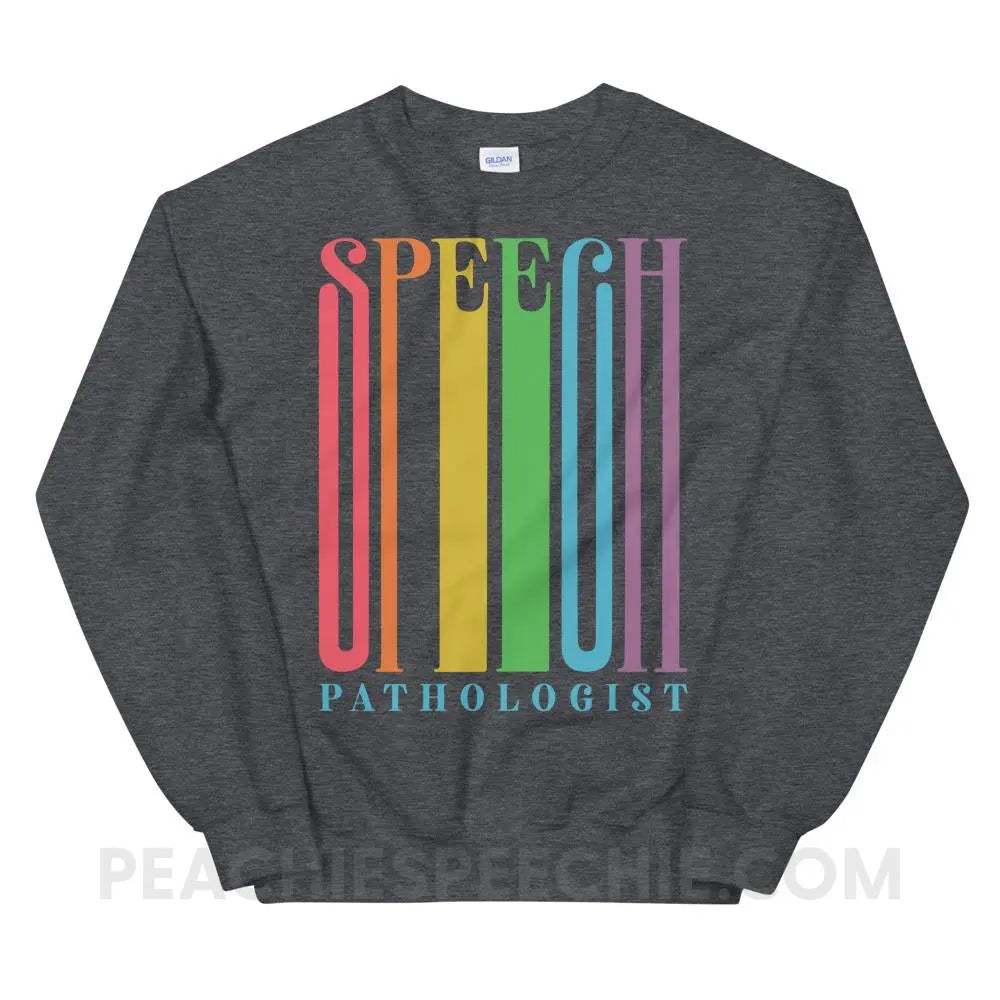 Stretchy Rainbow Speech Classic Sweatshirt - Dark Heather / S - Hoodies & Sweatshirts peachiespeechie.com