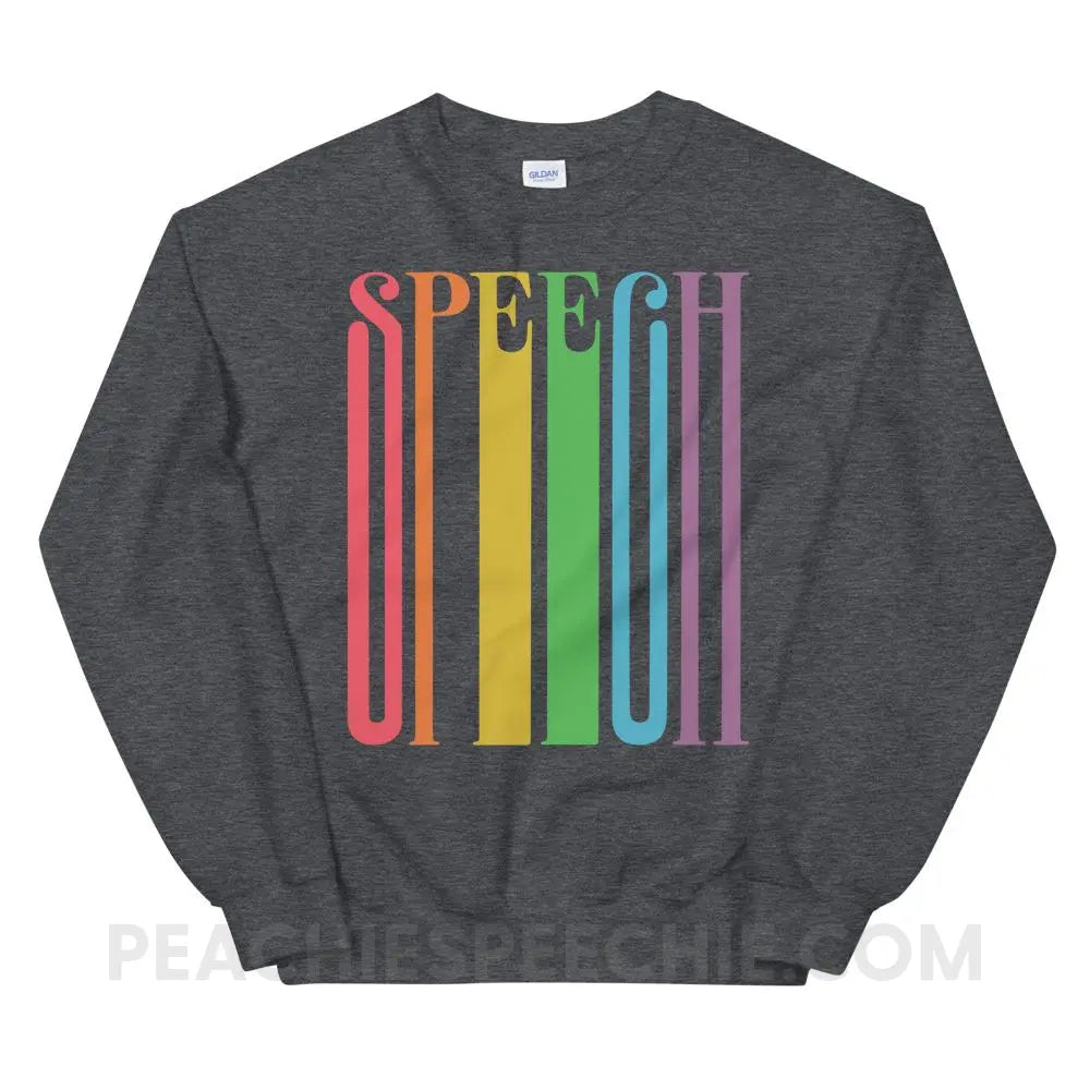 Stretchy Rainbow Speech Classic Sweatshirt - Dark Heather / S - Hoodies & Sweatshirts peachiespeechie.com