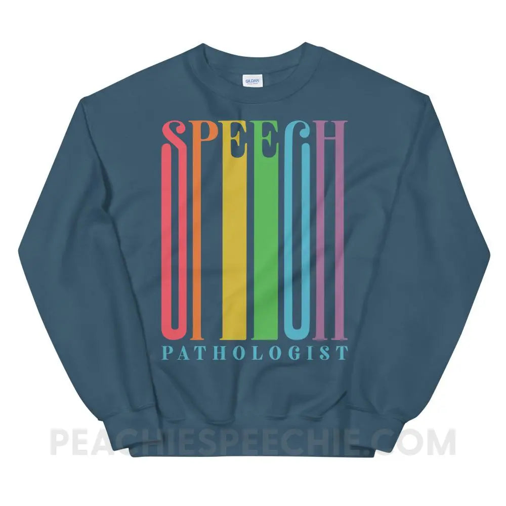 Stretchy Rainbow Speech Classic Sweatshirt - Indigo Blue / S - Hoodies & Sweatshirts peachiespeechie.com