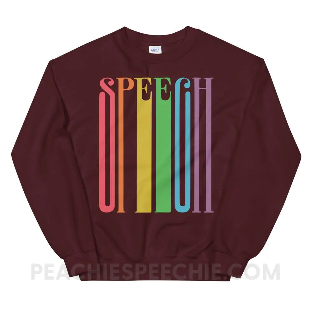 Stretchy Rainbow Speech Classic Sweatshirt - Maroon / S - Hoodies & Sweatshirts peachiespeechie.com