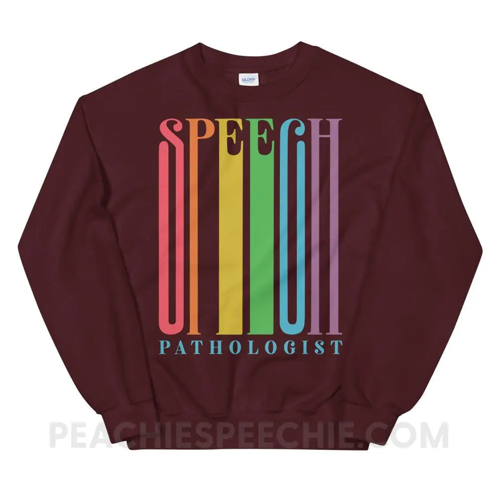 Stretchy Rainbow Speech Classic Sweatshirt - Maroon / S - Hoodies & Sweatshirts peachiespeechie.com
