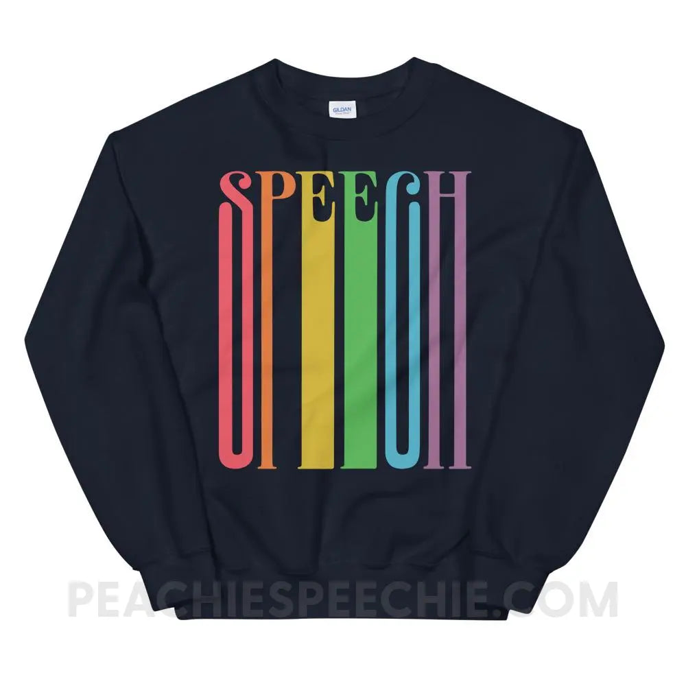 Stretchy Rainbow Speech Classic Sweatshirt - Navy / S - Hoodies & Sweatshirts peachiespeechie.com