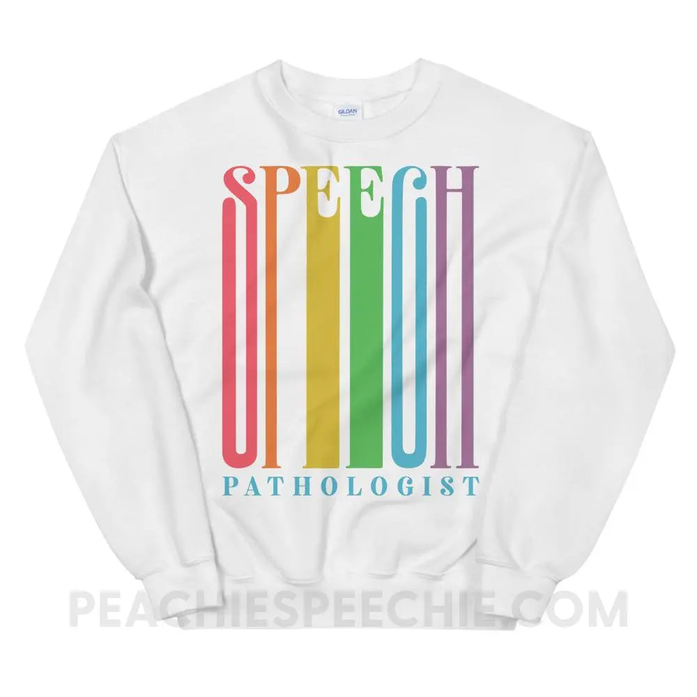 Stretchy Rainbow Speech Classic Sweatshirt - White / S - Hoodies & Sweatshirts peachiespeechie.com