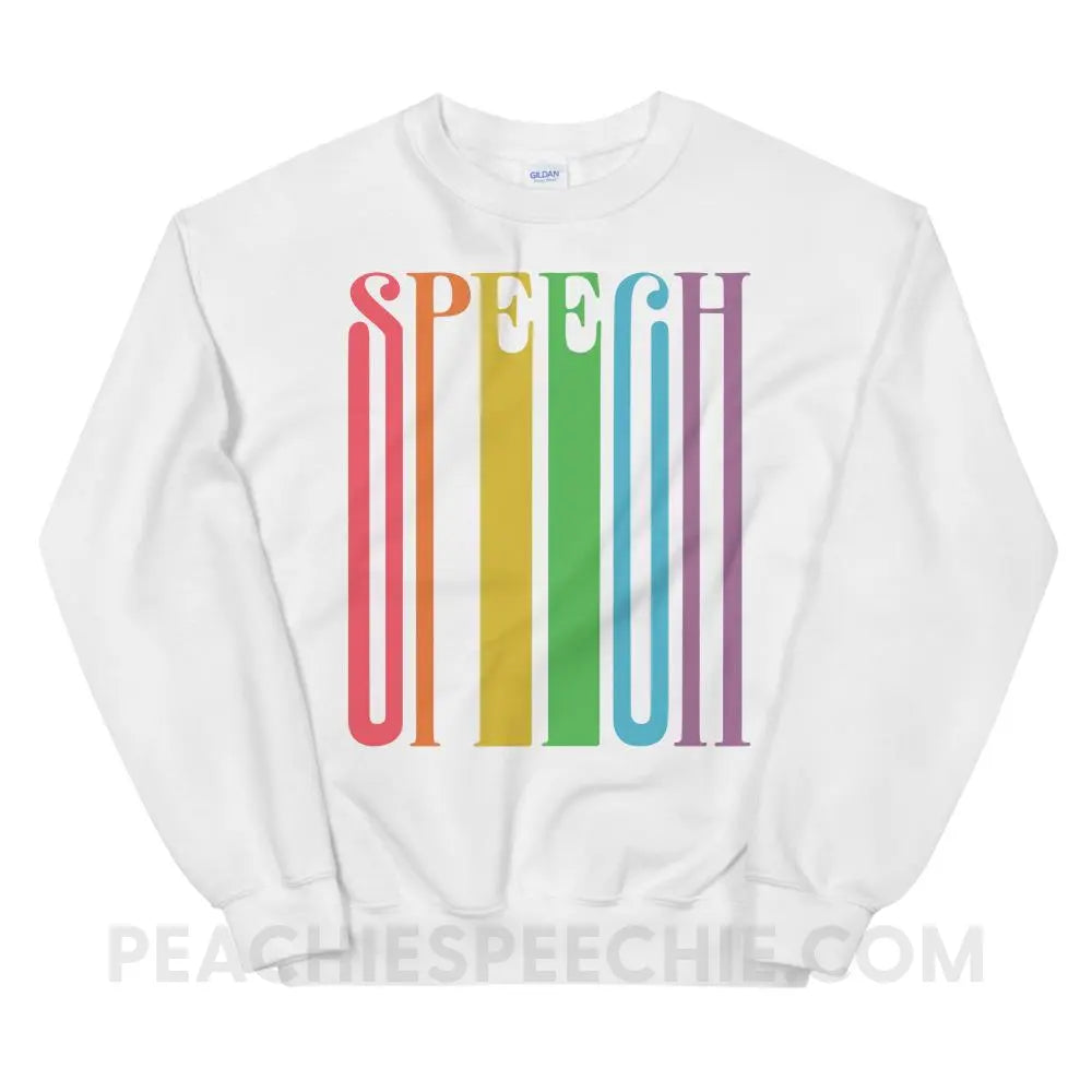 Stretchy Rainbow Speech Classic Sweatshirt - White / S - Hoodies & Sweatshirts peachiespeechie.com