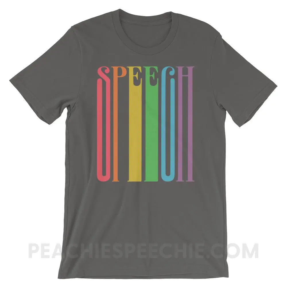 Stretchy Rainbow Speech Premium Soft Tee - Asphalt / S - T-Shirts & Tops peachiespeechie.com