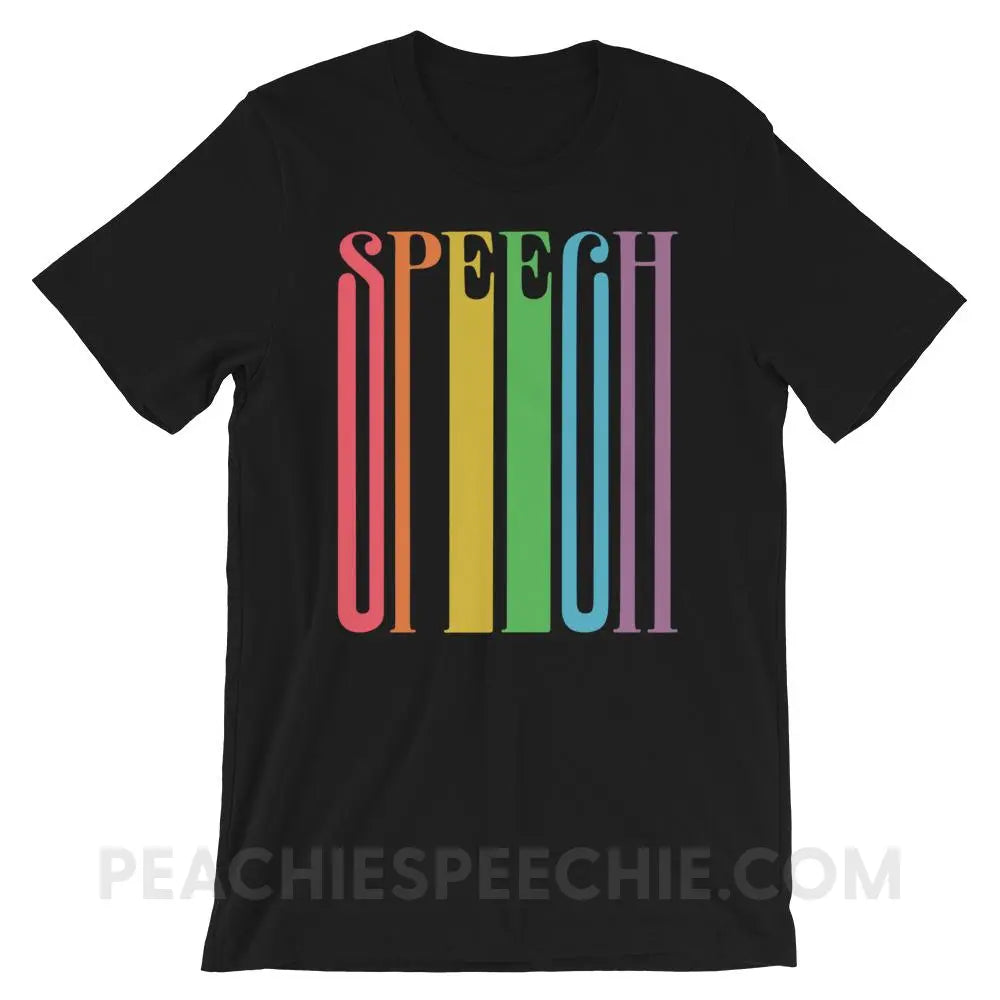 Stretchy Rainbow Speech Premium Soft Tee - Black / S - T-Shirts & Tops peachiespeechie.com