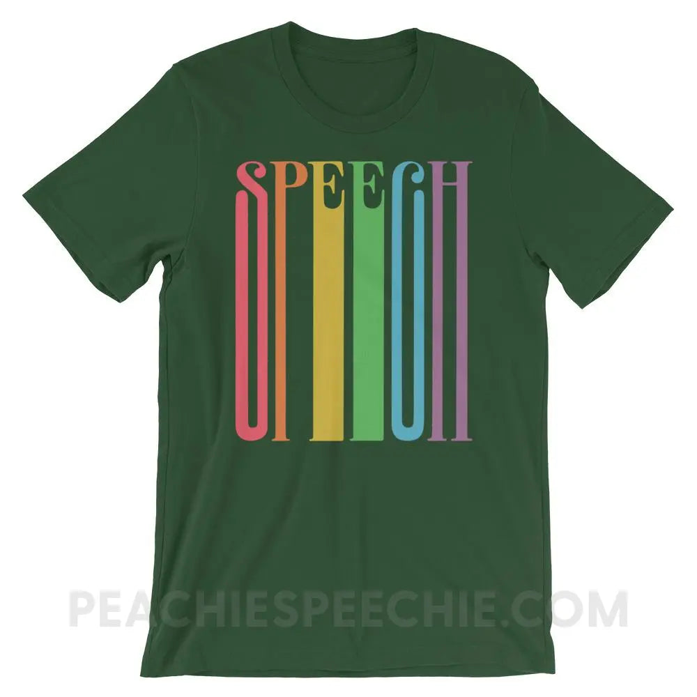 Stretchy Rainbow Speech Premium Soft Tee - Forest / S - T-Shirts & Tops peachiespeechie.com