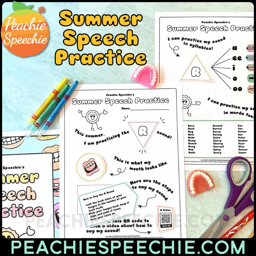 Summer Speech Practice for Articulation Therapy - Materials peachiespeechie.com