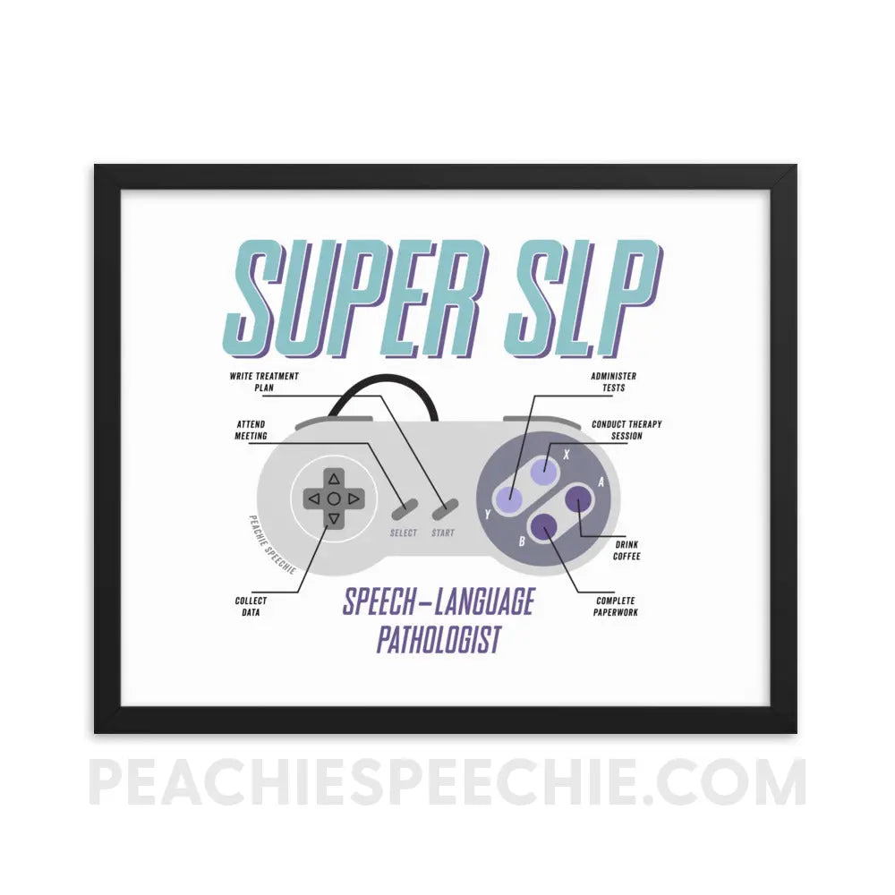 Super SLP Retro Controller Framed Poster - 16″×20″ - peachiespeechie.com