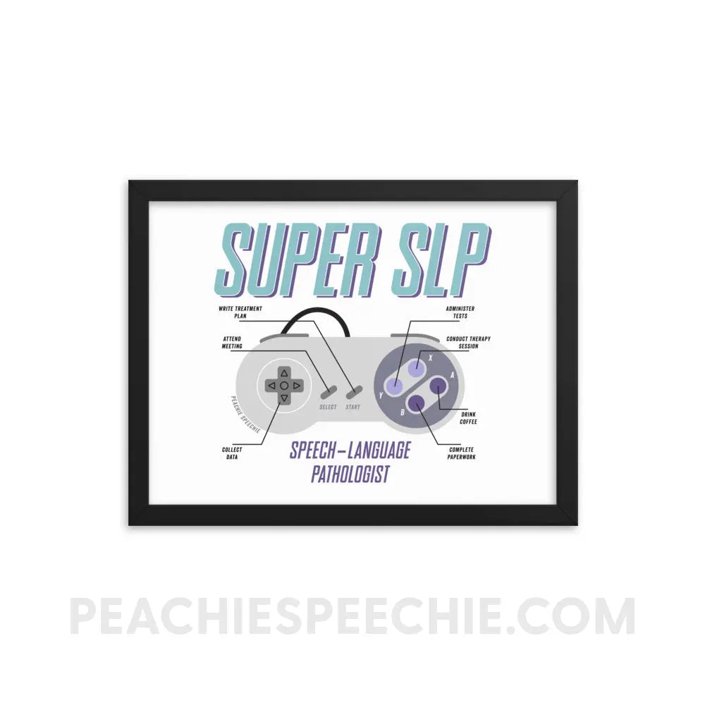 Super SLP Retro Controller Framed Poster - 12″×16″ - peachiespeechie.com