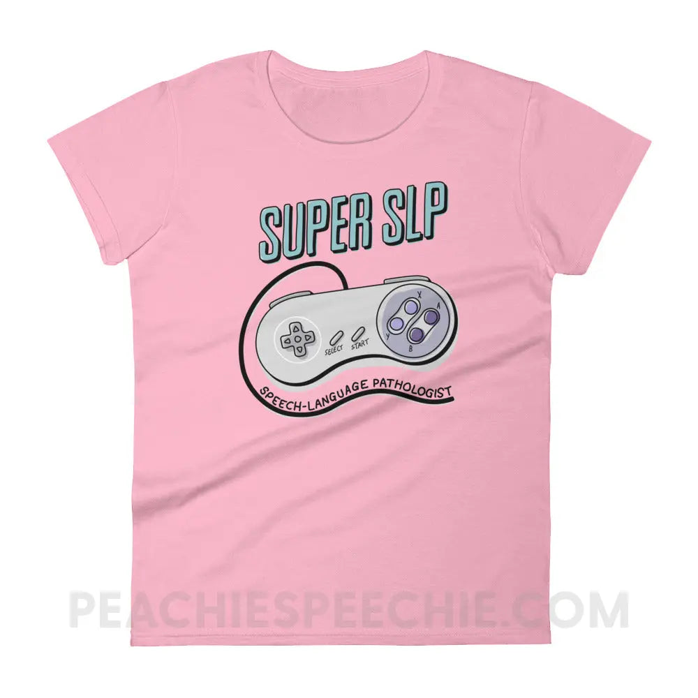 Super SLP Retro Controller Women’s Trendy Tee - Charity Pink / S peachiespeechie.com