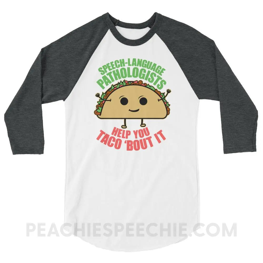Taco ’Bout It Baseball Tee - White/Heather Charcoal / XS T-Shirts & Tops peachiespeechie.com