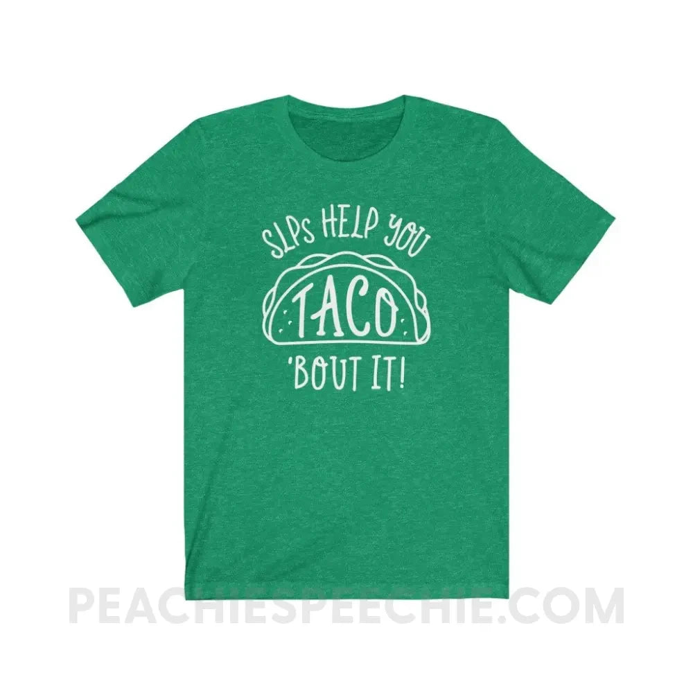 Taco ’Bout It Premium Soft Tee - Heather Kelly / S - T-Shirt peachiespeechie.com