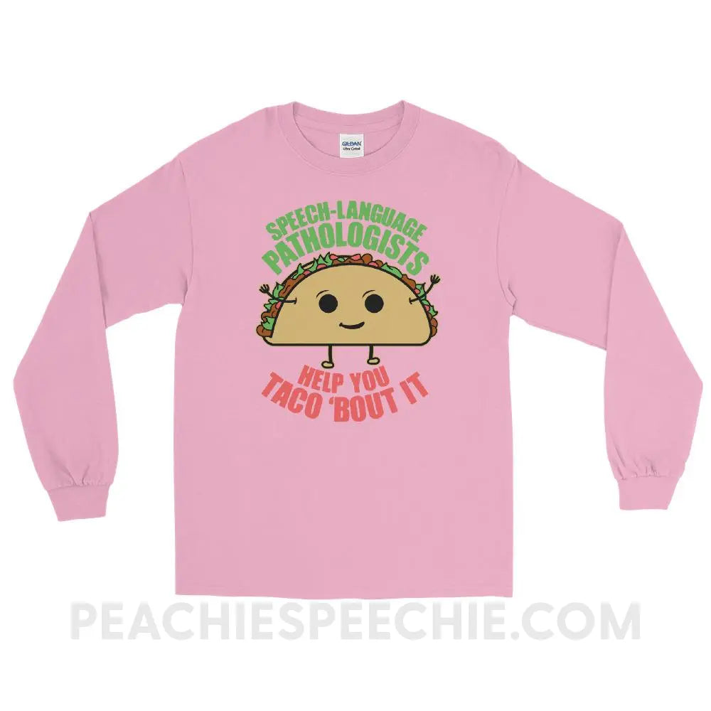 Taco ’Bout It Long Sleeve Tee - Light Pink / S - T-Shirts & Tops peachiespeechie.com