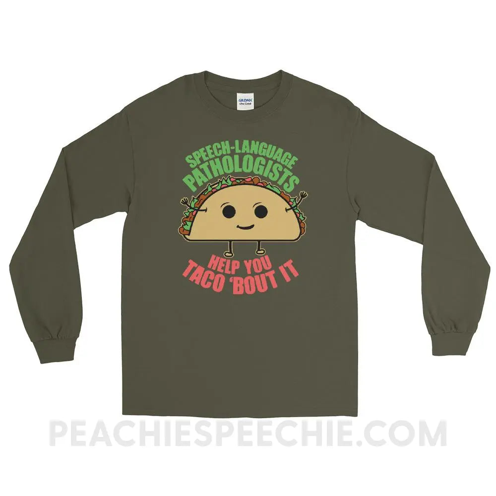 Taco ’Bout It Long Sleeve Tee - Military Green / S - T-Shirts & Tops peachiespeechie.com