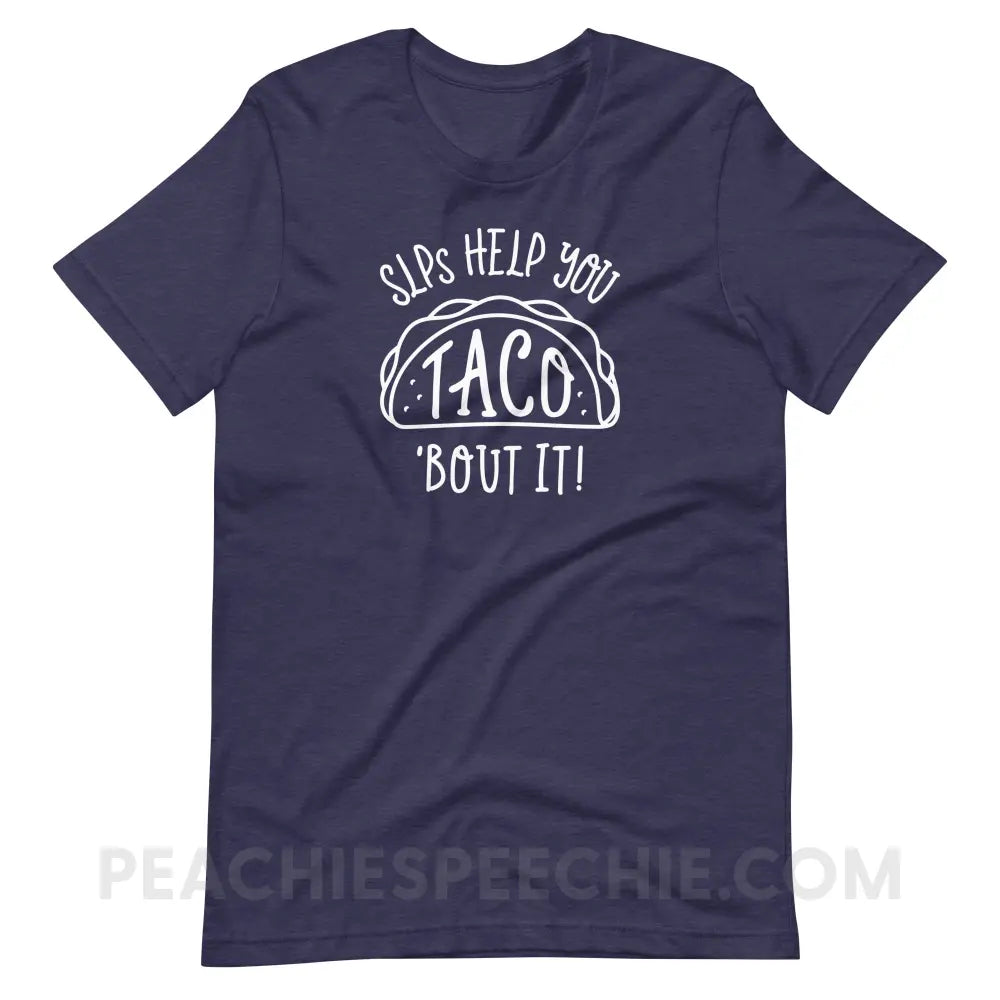 Taco ’Bout It Premium Soft Tee - Heather Midnight Navy / S - T-Shirt peachiespeechie.com