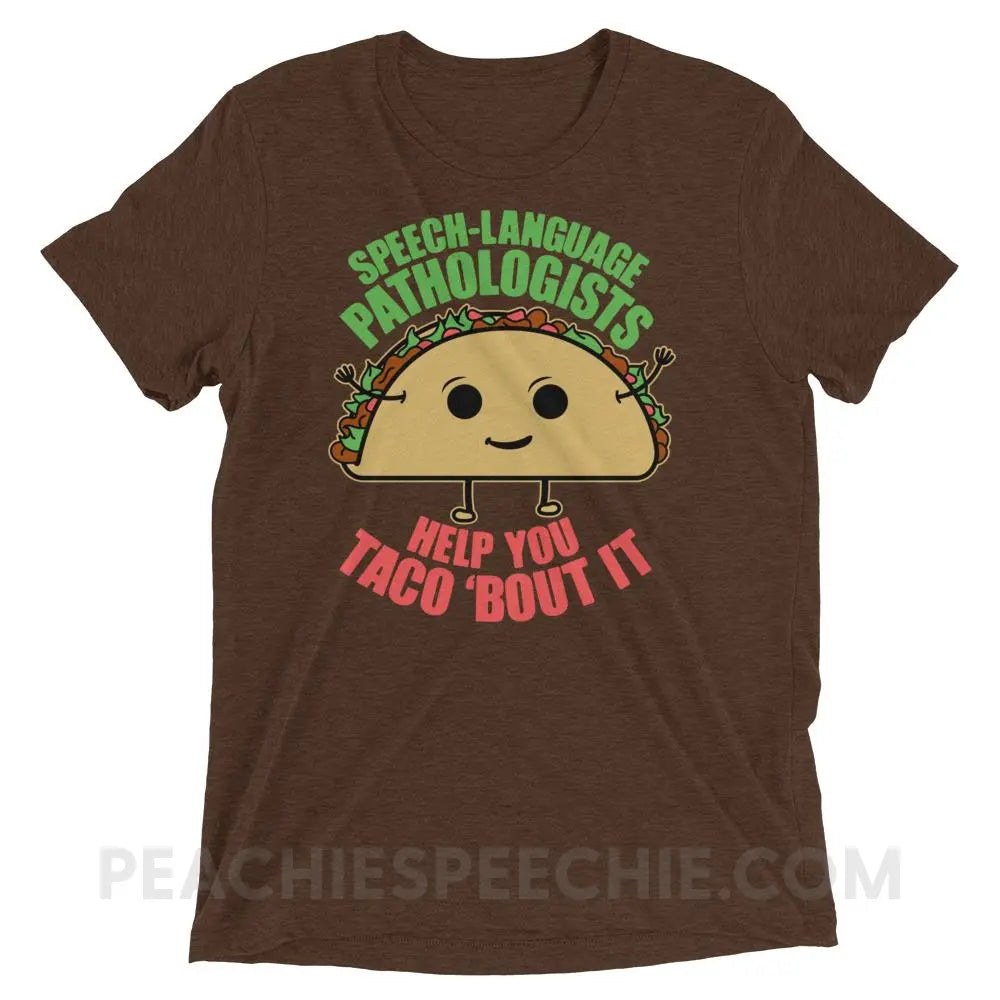 Taco ’Bout It Tri - Blend Tee - Brown Triblend / XS - T - Shirts & Tops peachiespeechie.com