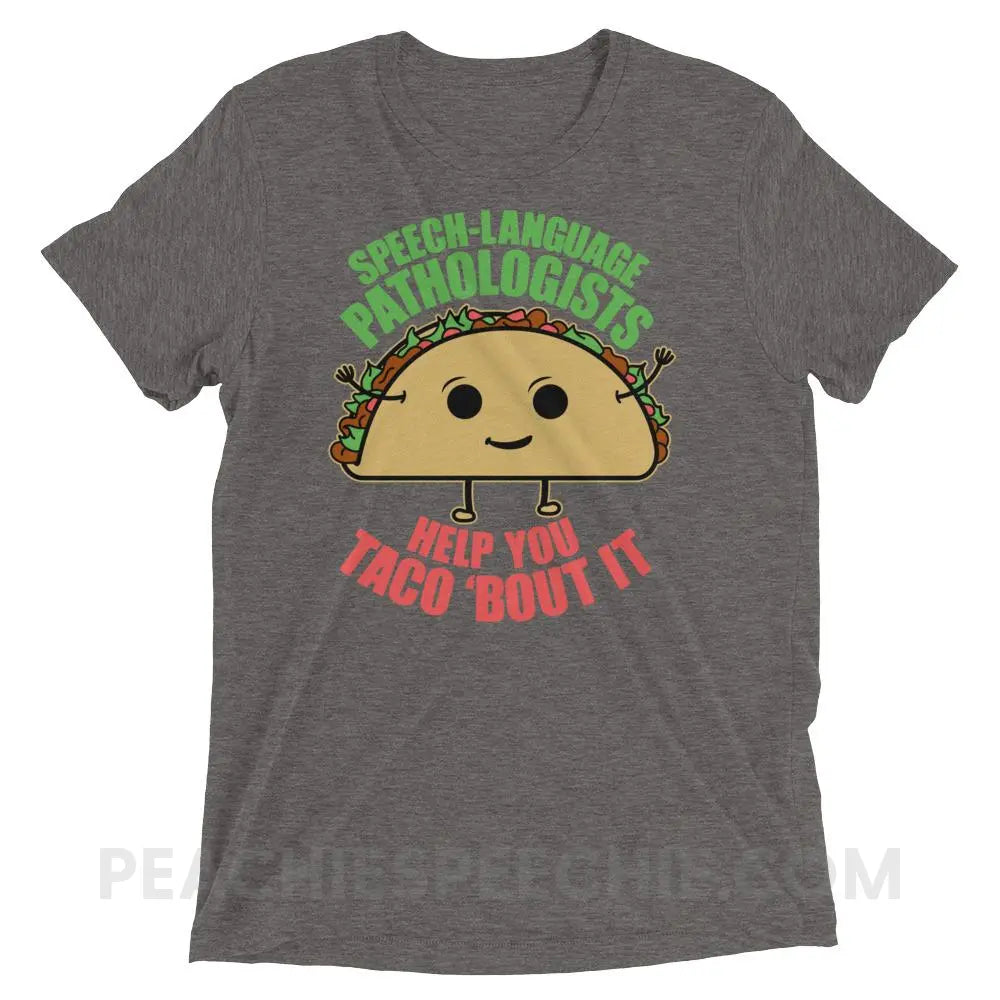 Taco ’Bout It Tri - Blend Tee - Grey Triblend / XS - T - Shirts & Tops peachiespeechie.com