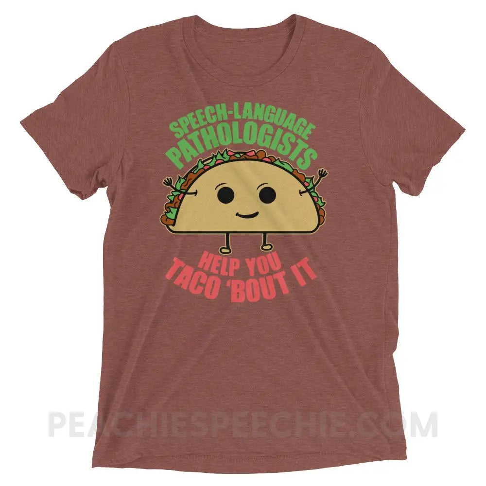 Taco ’Bout It Tri - Blend Tee - Mauve Triblend / XS - T - Shirts & Tops peachiespeechie.com