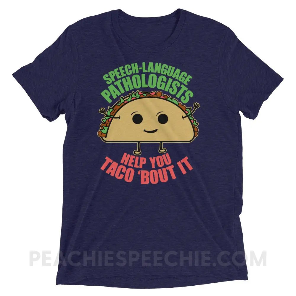 Taco ’Bout It Tri - Blend Tee - Navy Triblend / XS - T - Shirts & Tops peachiespeechie.com
