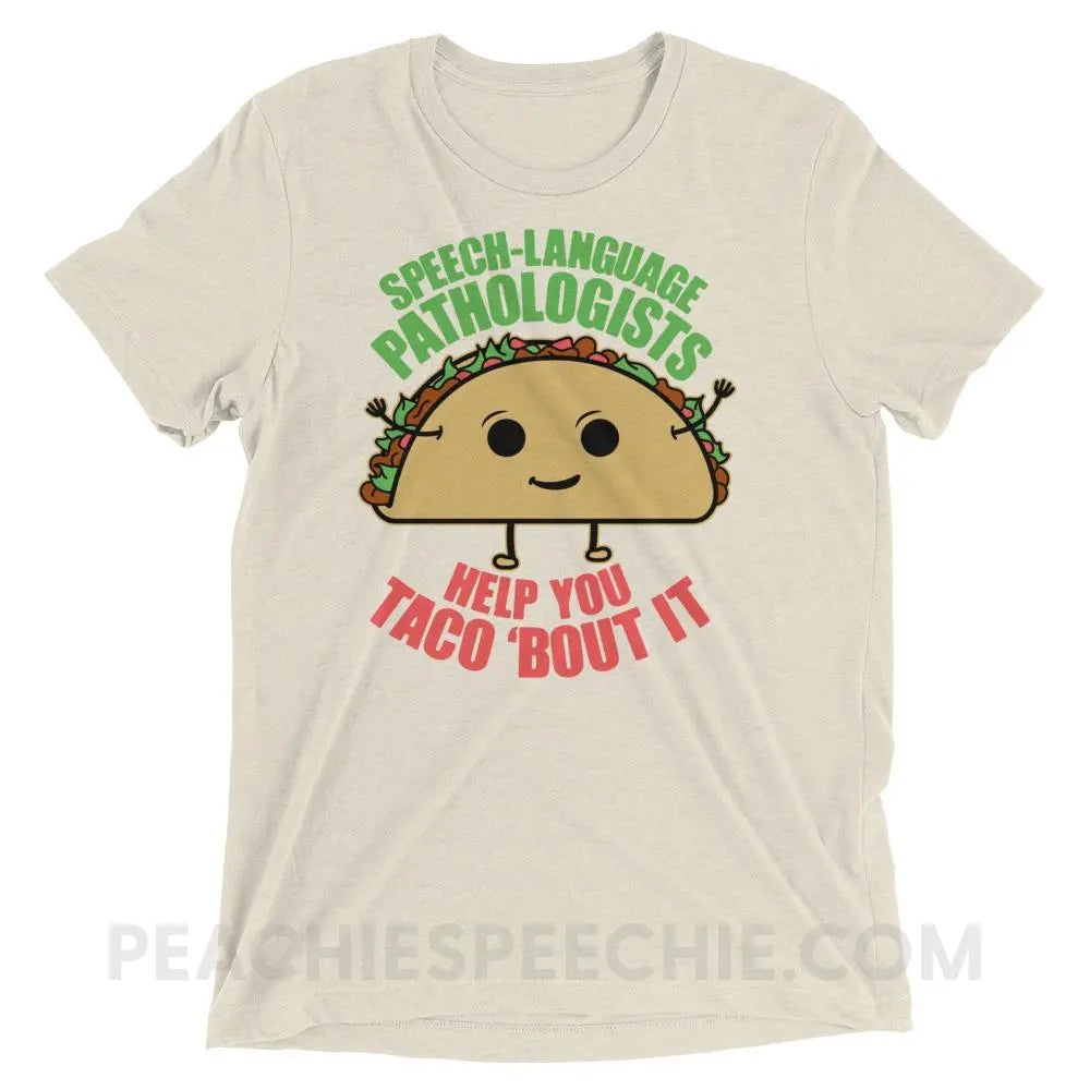 Taco ’Bout It Tri - Blend Tee - Oatmeal Triblend / XS - T - Shirts & Tops peachiespeechie.com