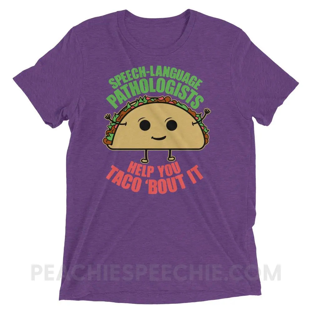 Taco ’Bout It Tri - Blend Tee - Purple Triblend / XS - T - Shirts & Tops peachiespeechie.com