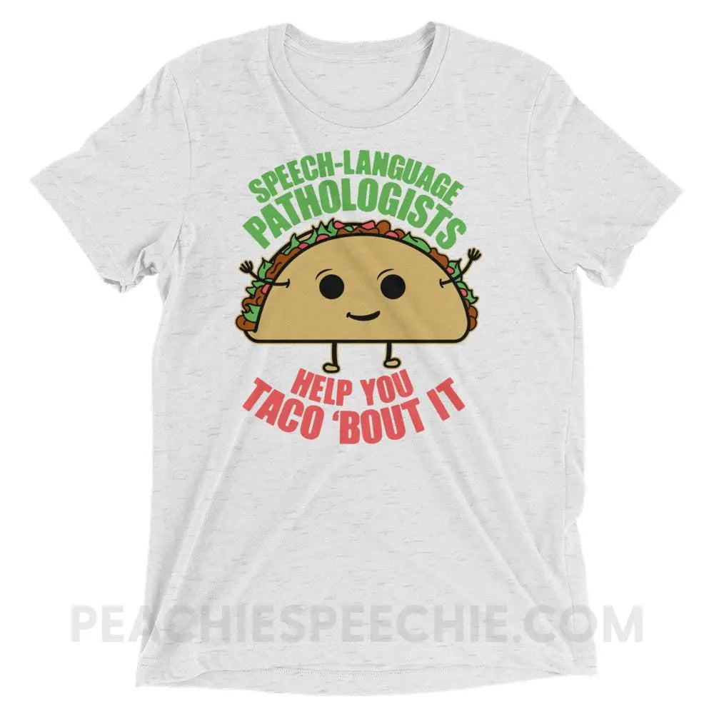 Taco ’Bout It Tri - Blend Tee - White Fleck Triblend / XS - T - Shirts & Tops peachiespeechie.com