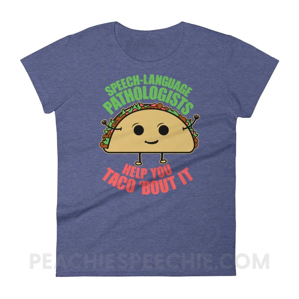 Taco ’Bout It Women’s Trendy Tee - Heather Blue / S - T-Shirts & Tops peachiespeechie.com