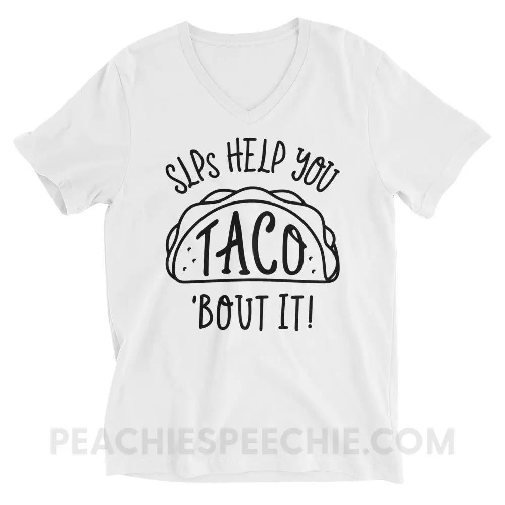 Taco’Bout It Soft V-Neck - White / XS - T-Shirts & Tops peachiespeechie.com