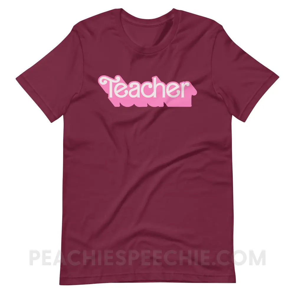 Teacher Doll Premium Soft Tee - Maroon / S - peachiespeechie.com