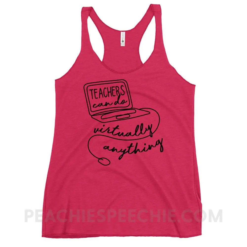 Teachers Can Do Virtually Anything Tri-Blend Racerback - Vintage Shocking Pink / XS - Tank Tops peachiespeechie.com