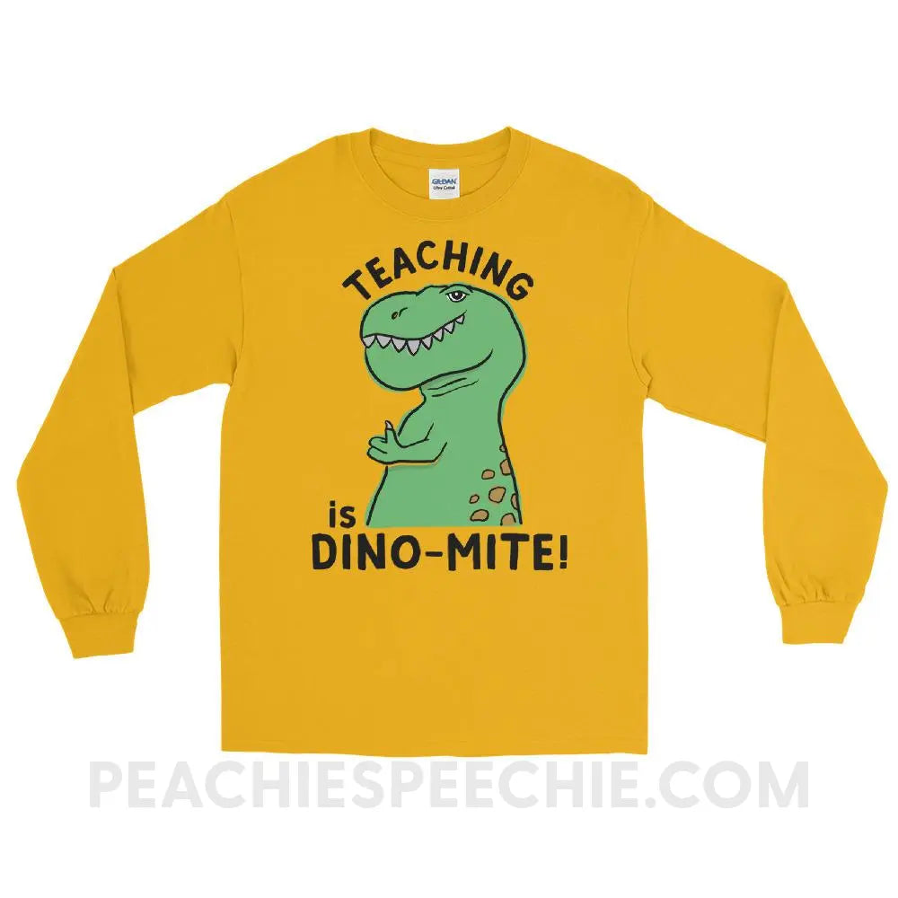 Teaching is Dino-Mite! Long Sleeve Tee - T-Shirts & Tops peachiespeechie.com