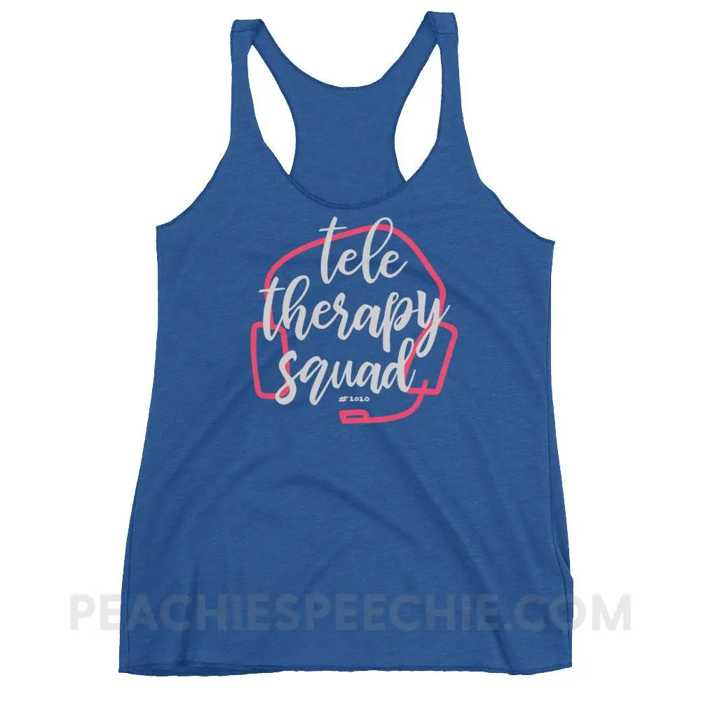 Teletherapy Squad Tri-Blend Racerback - Vintage Royal / XS - Tank Tops peachiespeechie.com