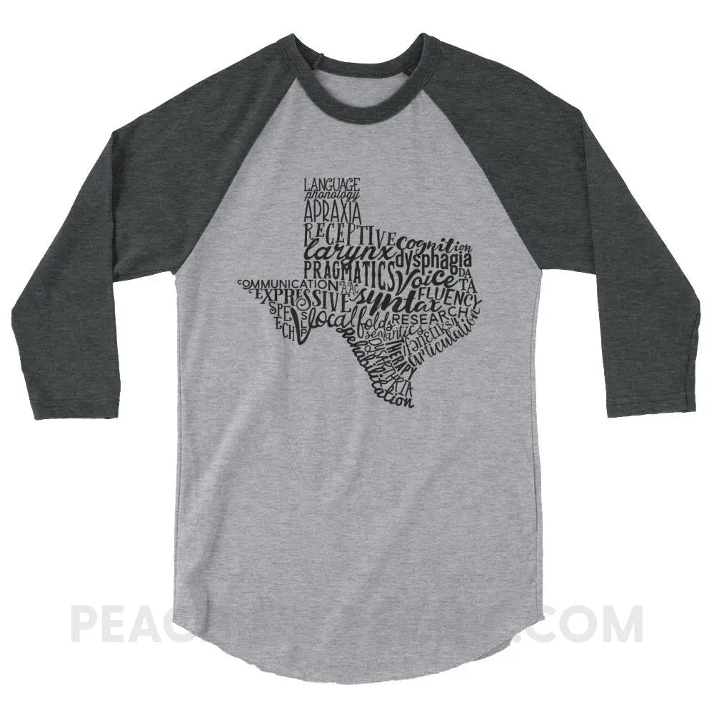 Texas SLP Baseball Tee - Heather Grey/Heather Charcoal / XS T-Shirts & Tops peachiespeechie.com