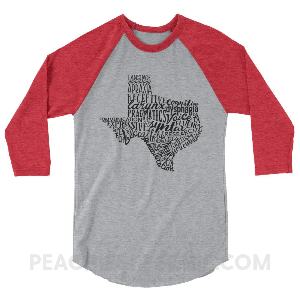 Texas SLP Baseball Tee - Heather Grey/Heather Red / XS T-Shirts & Tops peachiespeechie.com