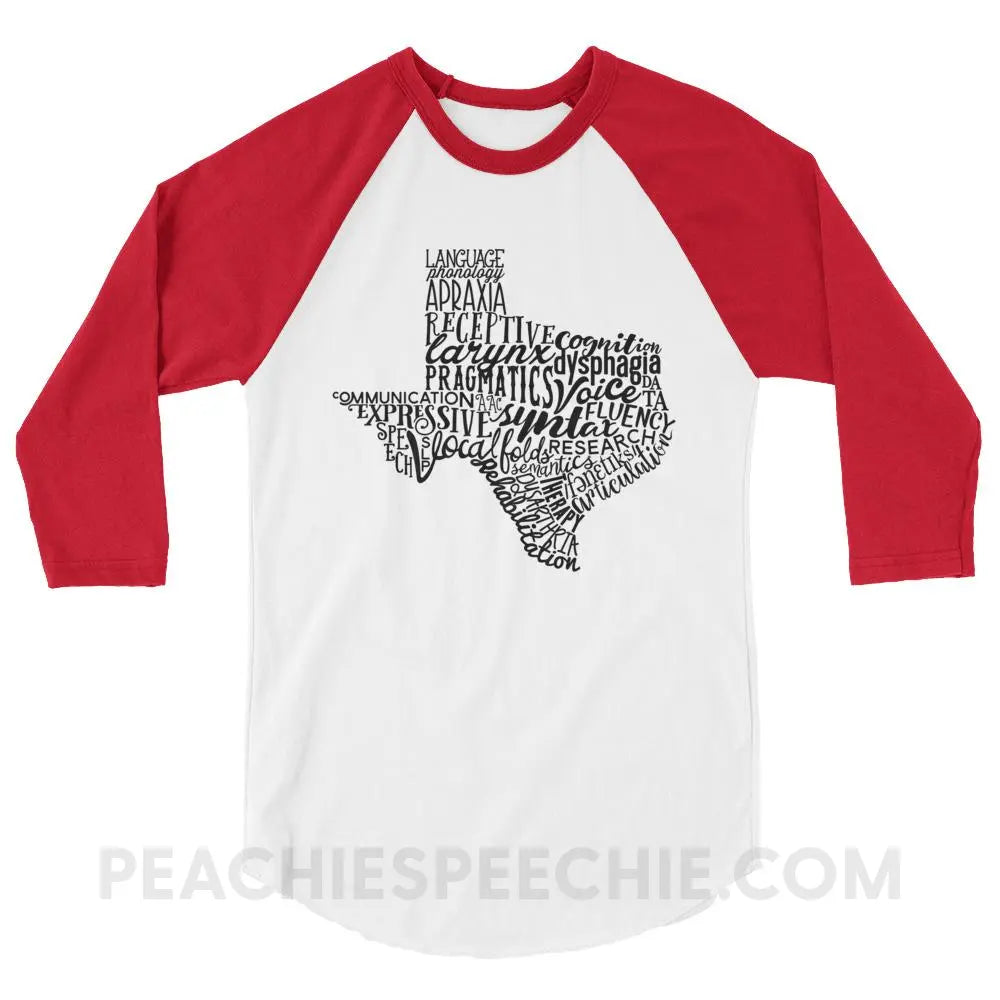 Texas SLP Baseball Tee - White/Red / XS T-Shirts & Tops peachiespeechie.com