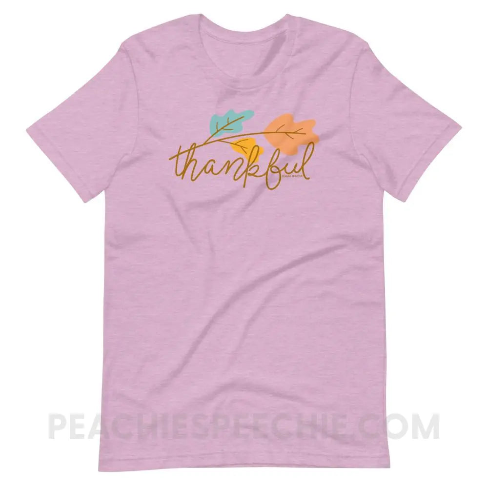 Thankful Premium Soft Tee - Heather Prism Lilac / XS - T-Shirts & Tops peachiespeechie.com