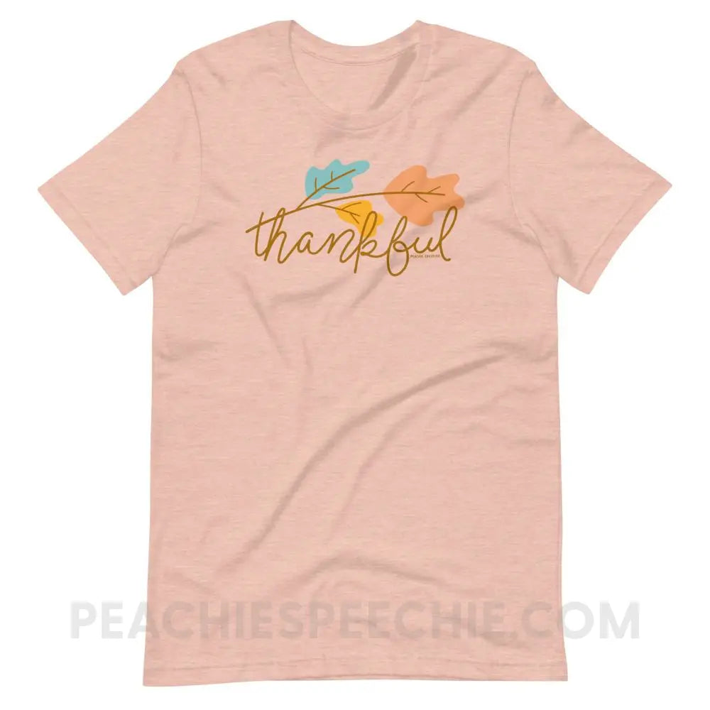 Thankful Premium Soft Tee - Heather Prism Peach / XS - T-Shirts & Tops peachiespeechie.com