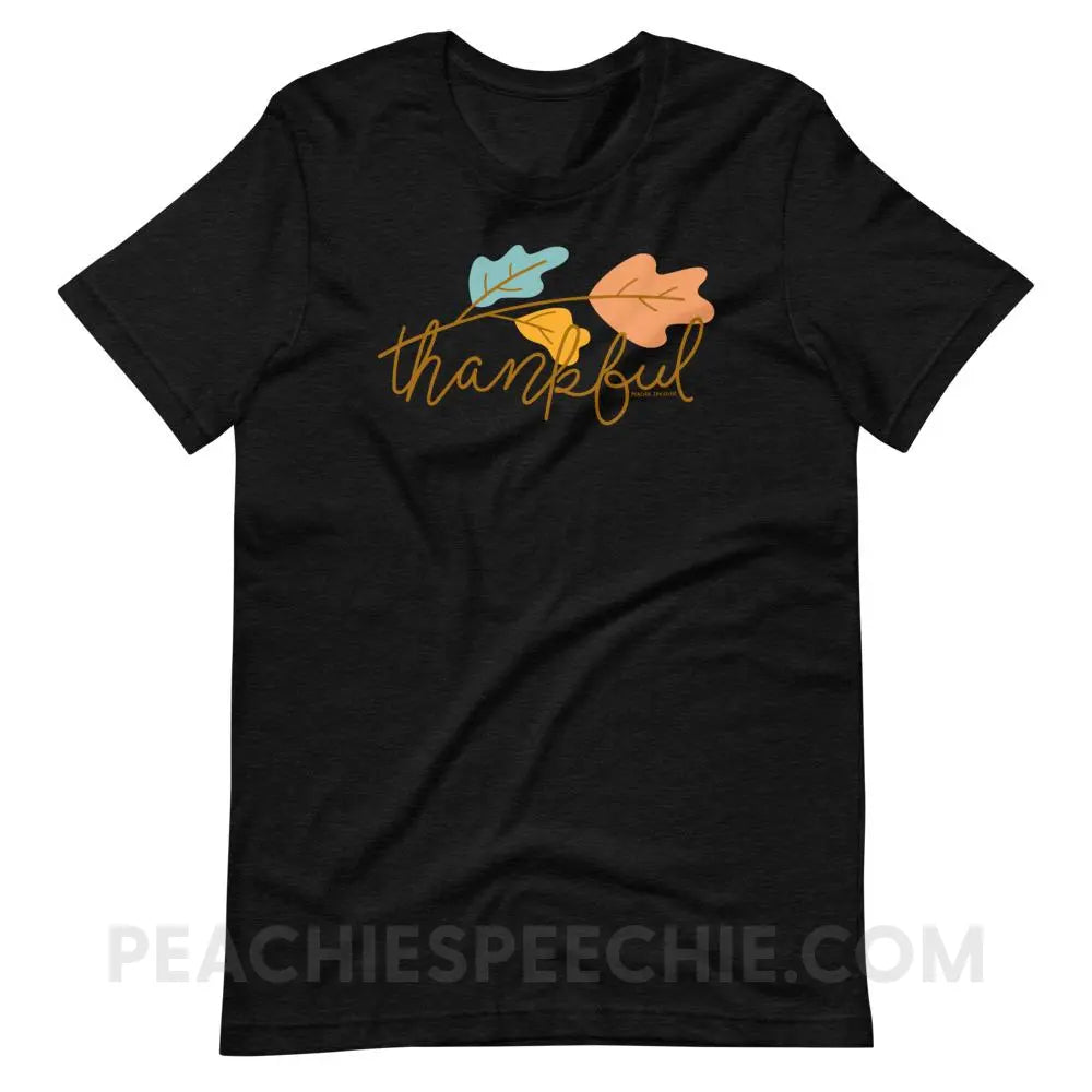 Thankful Premium Soft Tee - Black Heather / XS - T-Shirts & Tops peachiespeechie.com