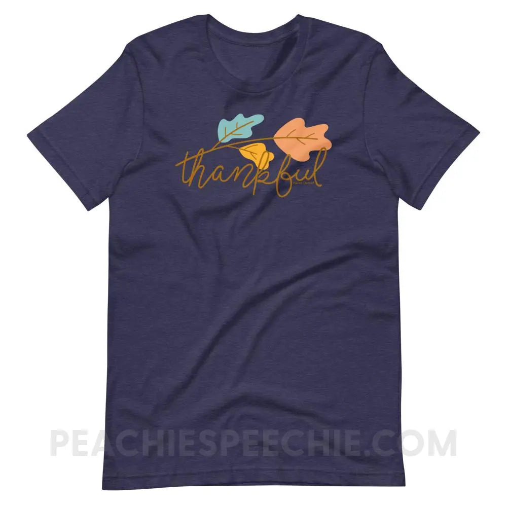 Thankful Premium Soft Tee - Heather Midnight Navy / XS - T-Shirts & Tops peachiespeechie.com