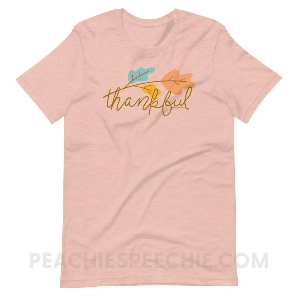 Thankful Premium Soft Tee - Heather Prism Peach / XS - T-Shirts & Tops peachiespeechie.com