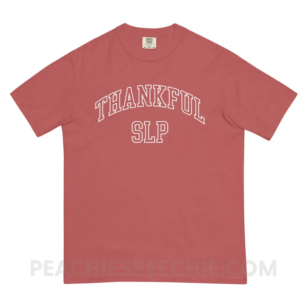 Thankful SLP Comfort Colors Tee - Crimson / S - peachiespeechie.com