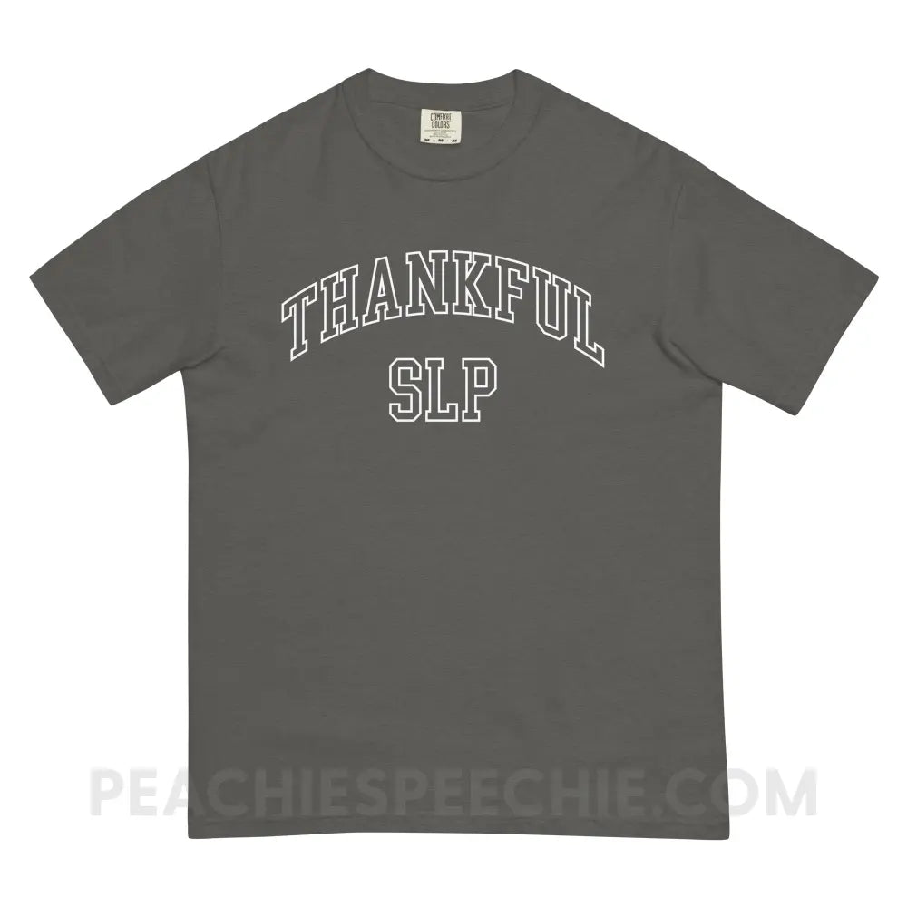 Thankful SLP Comfort Colors Tee - Pepper / S - peachiespeechie.com