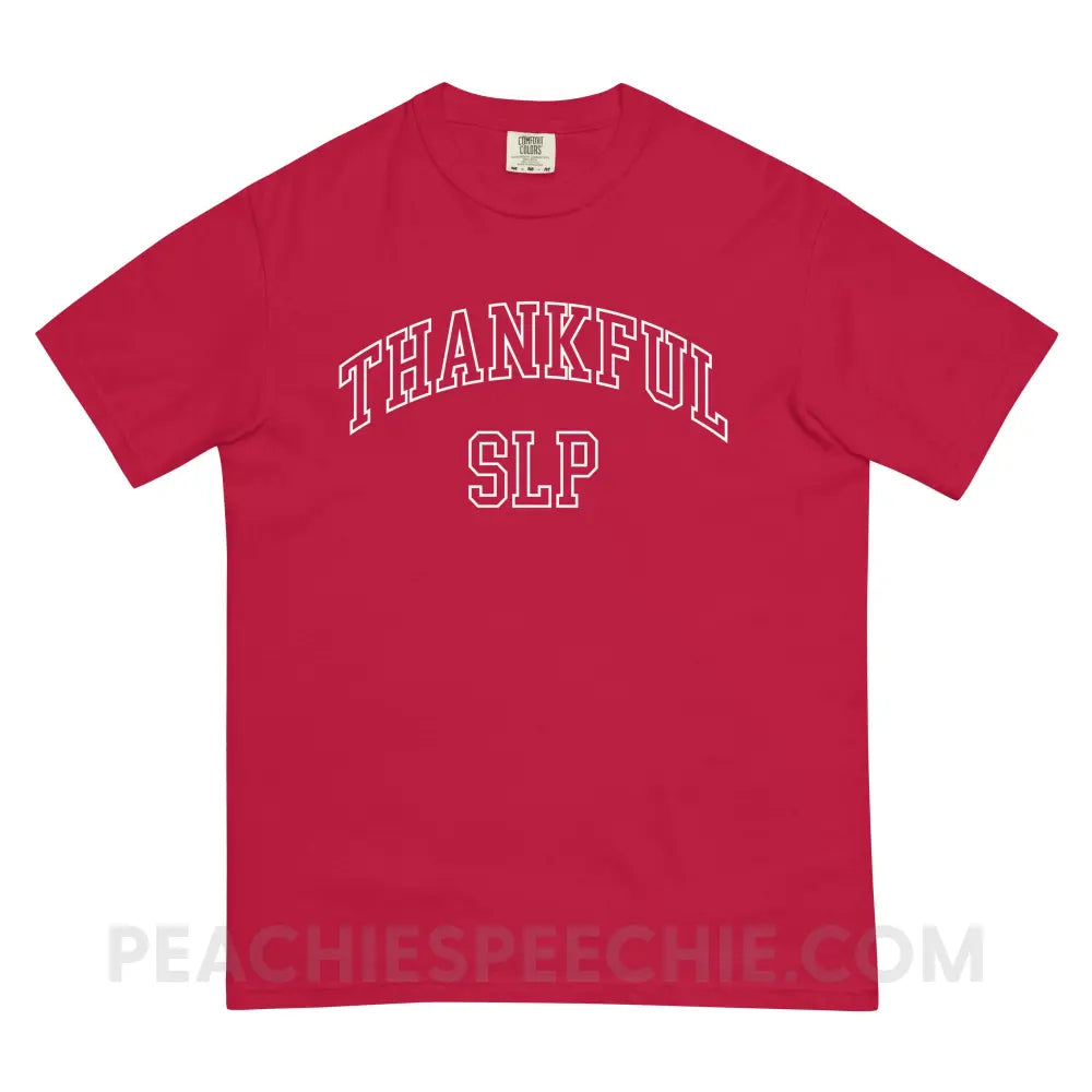 Thankful SLP Comfort Colors Tee - Red / S - peachiespeechie.com