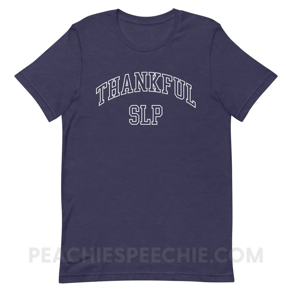 Thankful SLP Premium Soft Tee - Heather Midnight Navy / XS - peachiespeechie.com