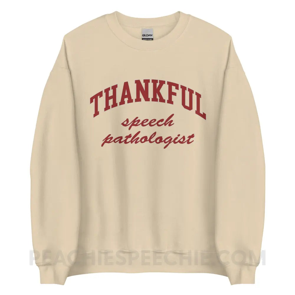 Thankful Speech Pathologist Classic Sweatshirt - Sand / S - peachiespeechie.com