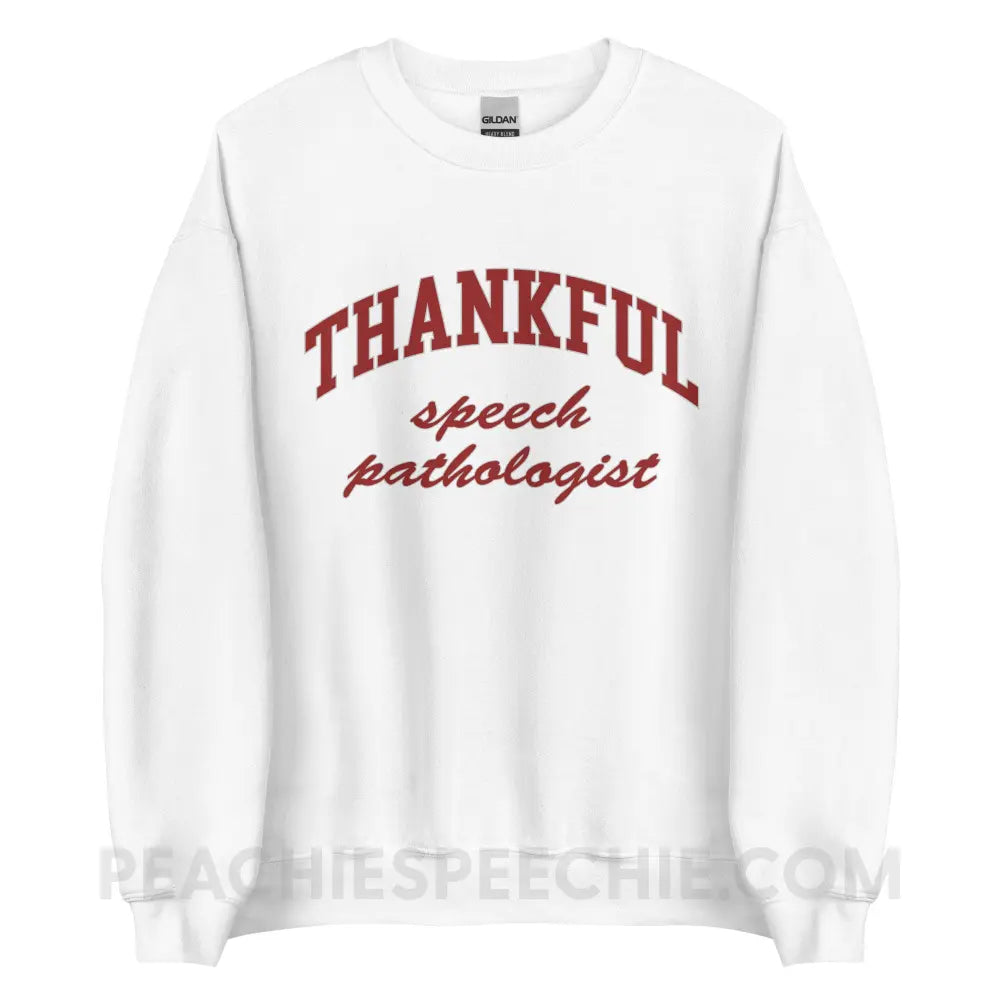 Thankful Speech Pathologist Classic Sweatshirt - White / S - peachiespeechie.com