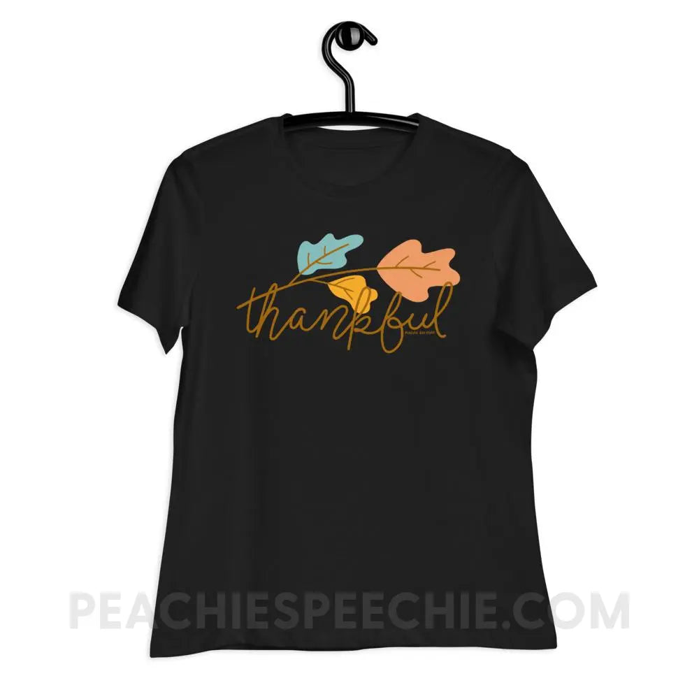Thankful Women’s Relaxed Tee - Black / S T - Shirts & Tops peachiespeechie.com