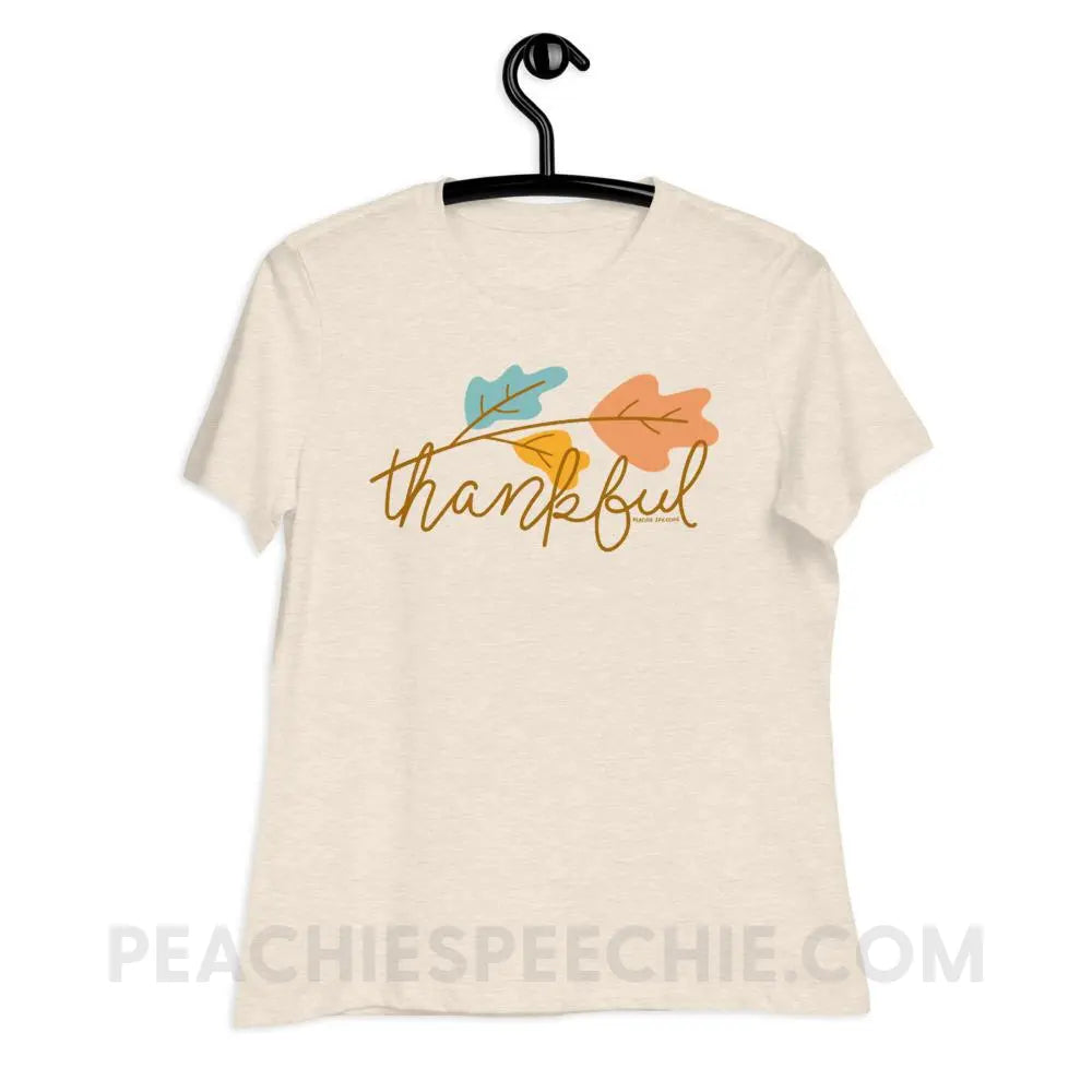 Thankful Women’s Relaxed Tee - Heather Prism Natural / S T - Shirts & Tops peachiespeechie.com