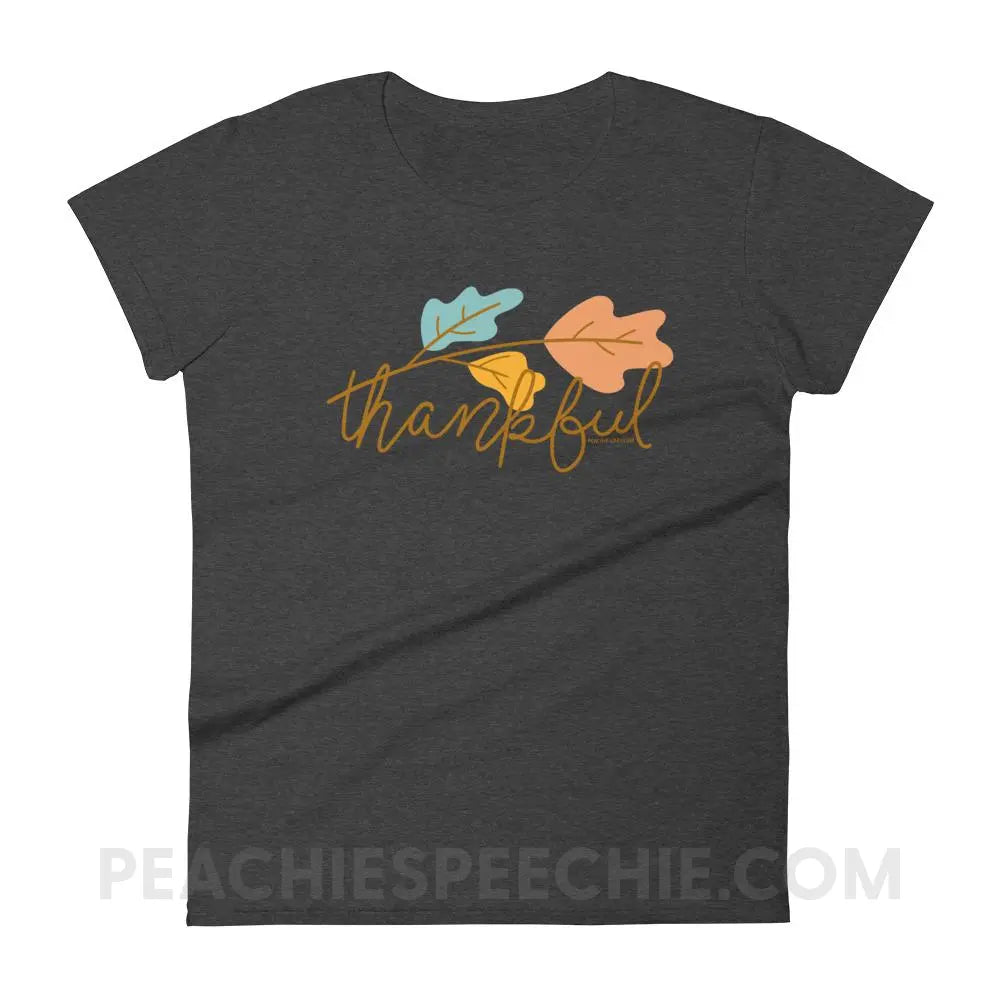 Thankful Women’s Trendy Tee - Heather Dark Grey / S - T-Shirts & Tops peachiespeechie.com